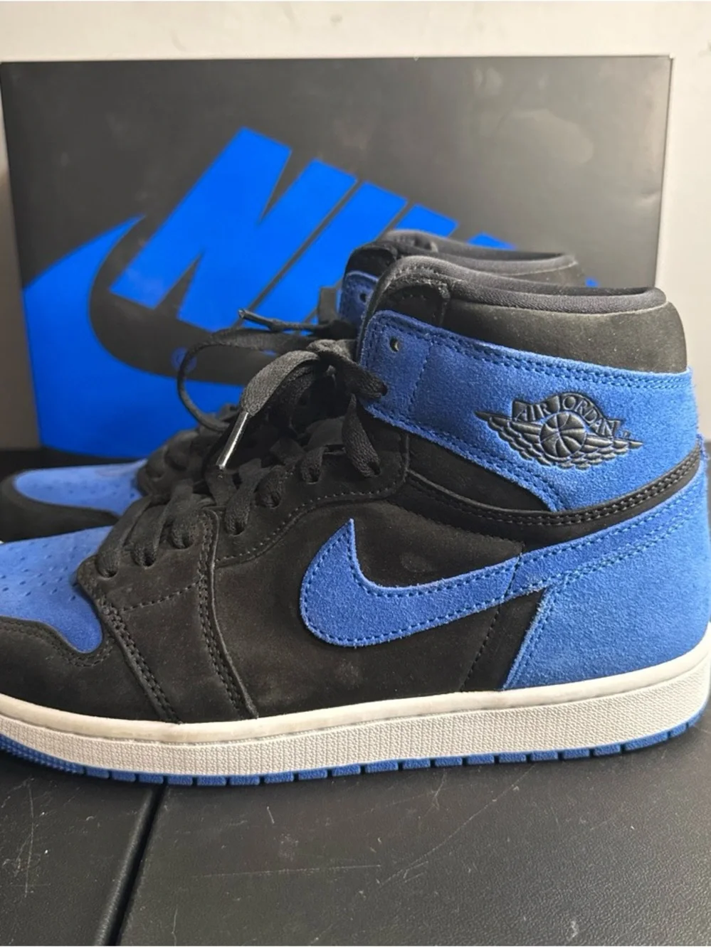 Jordan Mid-Top Sneakers — Black & Blue Suede